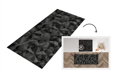 Keukenloper - Loper keuken - Zwart - Mozaïek - Abstract - Patroon - 120x50 cm - Keukenloper vinyl