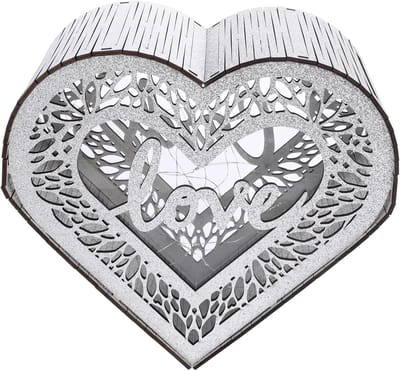 Houten Kaartendoos - Bruiloft Kist - Bruiloft Ontvangst - Hartvormig Design - 28.5 x 28.5 x 16 cm - Natuurlijk Hout