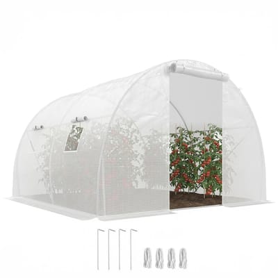 Outsunny Tunnelkas - PE - 300x300x200cm - Wit