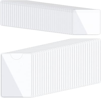 Pack van 100 Zelfklevende Kaartslots voor Visitekaartjes, Kaarthouders voor Kantoor, Organiseren en Sorteren (9.2 x 6.3 cm/5 x 4.5 cm)
