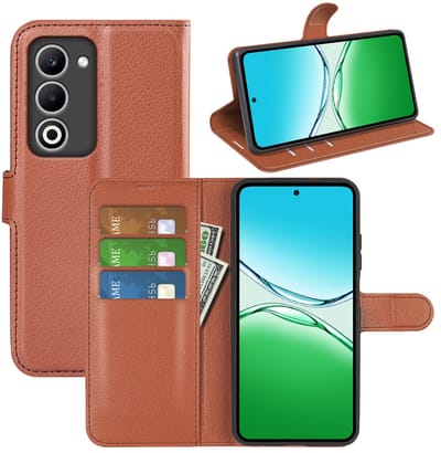 MobyDefend Hoesje - Geschikt voor Oppo A5 5G - Kunstleren Wallet Book Case (Sluiting Voorkant) - Bruin
