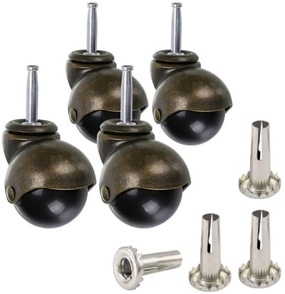 50mm Vervangende Ball Casters met Sockets voor Meubels, Sofas en Kasten - 4 Stuks Antieke Wielen