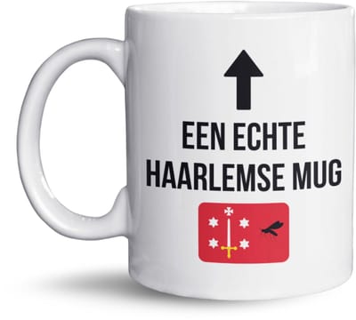 NietMokken.nl – De Echte Haarlemse Mug Mok – Haarlem Mok met Stadvlag en een Echte Mug – Grappige Mok – Cadeau voor Haarlemmers – Origineel Cadeau - Keramische tas 325ml