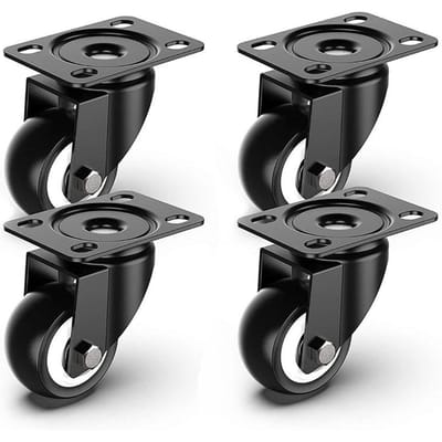 1,6 inch diameter zwaar belastbaar 200 kg zwart polyurethaan zwenkwielen trolley meubelwielen pak van 4 4Pcs