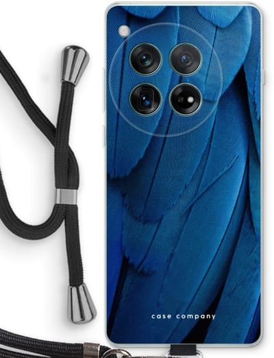 Case Company® - Hoesje met koord geschikt voor OnePlus 12r hoesje met Koord - Pauw - Telefoonhoesje met Zwart Koord - Bescherming aan alle Kanten en Over de Schermrand