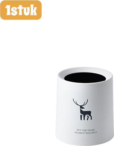 1 stuk - Mini Prullenbak - TafelmodeI zonder Deksel - voor Bureau en Woonkamer - Minimalistisch - Hertenpatroon - Wit