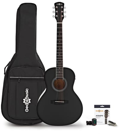 Parlour Linkshandige Elektro-akoestische Gitaar & Accessoireset van Gear4music, Zwart