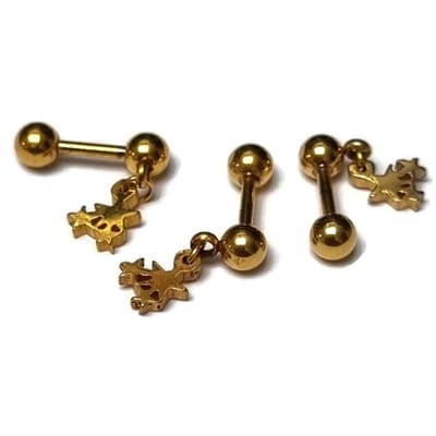 Aramat Jewels | Piercings | Sterren Helix Piercing Hanger - Goudkleurig | | | |8mm | Staal | Volwassenen | Verkleurd niet