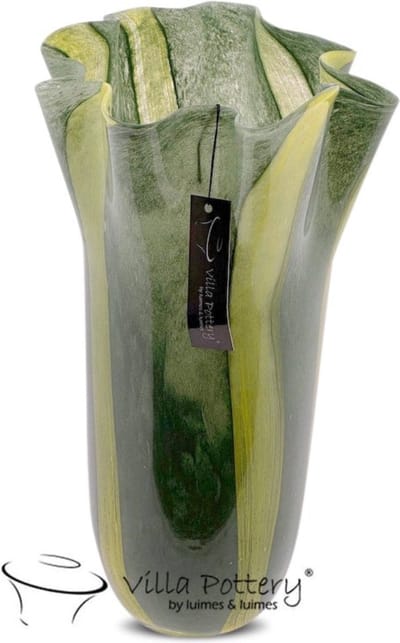 Vaas - Villa Pottery - Decoratie - Woondecoratie - Glaswerk - Waterdicht - Lolly pop 5 Green
