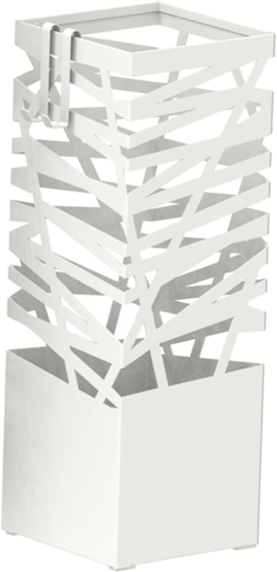 IVOL Paraplubak Wit Design - 43 cm hoog - Vierkant 15x15 cm - Parapluhouder Staal - Paraplubakken voor Wandelstokken en Paraplu's
