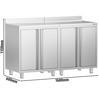GGM Gastro Arbeitsschrank - für Kaffeemaschine - 1600x600mm - mit 4 Flügeltüren & Aufkantung