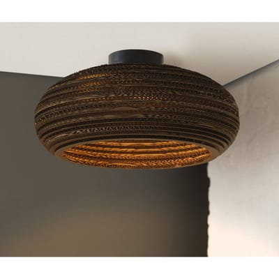 OSRAM plafondlamp Decor Cardboard Drop bruin van golfkarton, lichtgewicht, E27, 400 mm diameter, lampenkap van gerecycled materiaal, duurzaam dankzij vervangbare lichtbron, eenvoudig te installeren