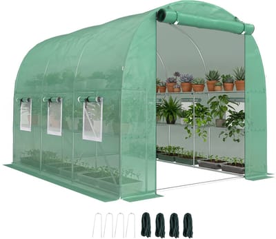 Outsunny Tunnelkweekkas-Verzinkt staal, PE-198L x 275B x 191H cm-Groen