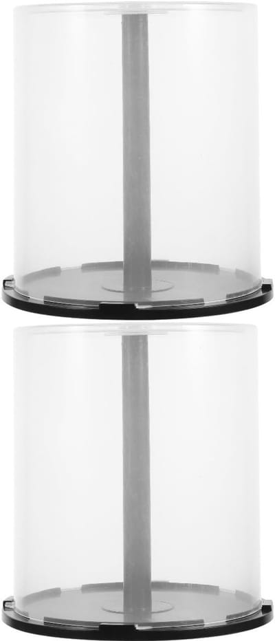 Dailygoods- CD/DVD Cake Box 100 Schijven - Opbergdoos - Doorzichtig - Zwarte Onderkant - 2 Stuks - Afmetingen 15,10 x 14,20 x 14,20 cm