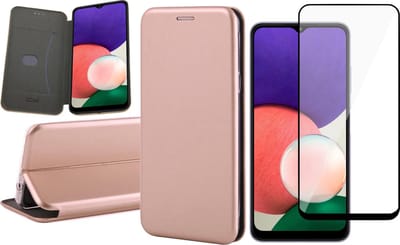 Hoesje geschikt voor Samsung Galaxy A22 5G - Bookcase Roségoud - Screen Protector - Wallet Hoesje