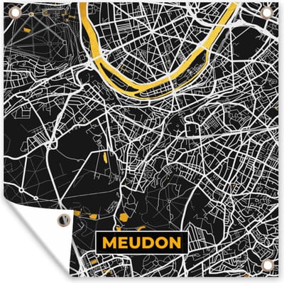 Tuin poster Kaart – Stadskaart – Meudon - Plattegrond – Frankrijk - 200x200 cm - Tuindoek