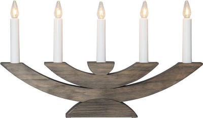 Star Trading kaarsenboog 'Navida', gebeitst grenenhout, 5-vlammig, E10-lamp, bruin, H 24 cm, B 42 cm