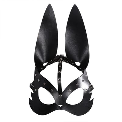 longziming -Halbgesichtsmaske Katzen-Design - Dierenmasker Halfgezicht - Feestmasker - Verstelbare Gesp Sluiting - Punk Stijl Klinknagels - Geheimzinnig Elegant Uiterlijk - Veilige Pasvorm Zonder Glijden - 1 Stuk