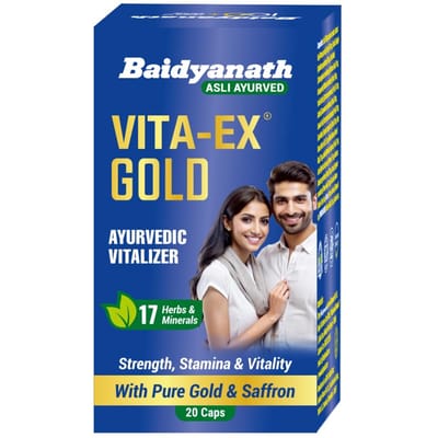 Baidyanath Vita Ex Gold Ayurvedisch Energie Supplement Met Shilajit, Ashwagandha & Safed Musli 20 Capsules