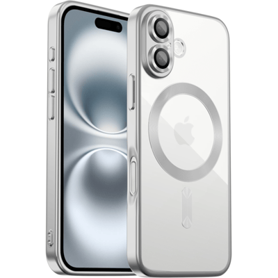 Coverzs luxe Magneet hoesje geschikt voor iPhone 17 met camera cover (zilver) – premium magnetisch case met sterke bescherming en perfecte pasvorm