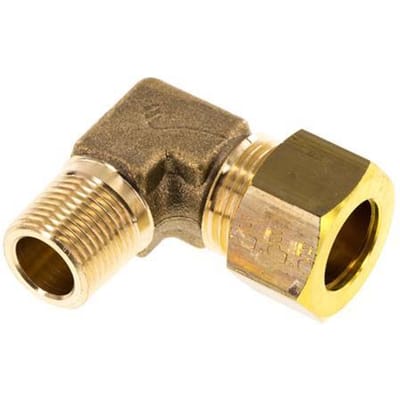 R 3/8'' Buitendraad x 15mm Messing L-Knelfitting 90 graden 82 Bar DIN EN 1254-2 - FL2E-MO-B-038R-15