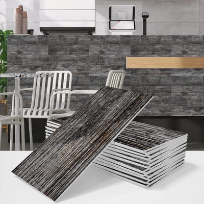 Dailygoods- Tegelstickers 12 Stuks - Houten Look - Zelfklevend - 10 x 30 cm - Waterdicht - Wandtegels Badkamer - Verbeterde Hechting