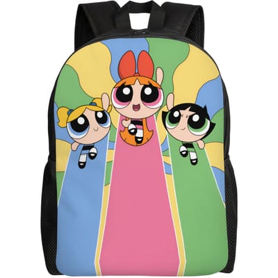Aangedreven Anime Puffes Laptop Rugzak Vrouwen Mannen Basic Boekentas voor College School Studenten Boterbloem Bloesem Konijn Tas One Size