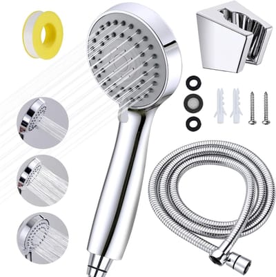 YOR® Douchekop met Slang en Wandhouder - Douchekop - Douchekop Grohe - Zilver - 85cm x 10cm x 85cm