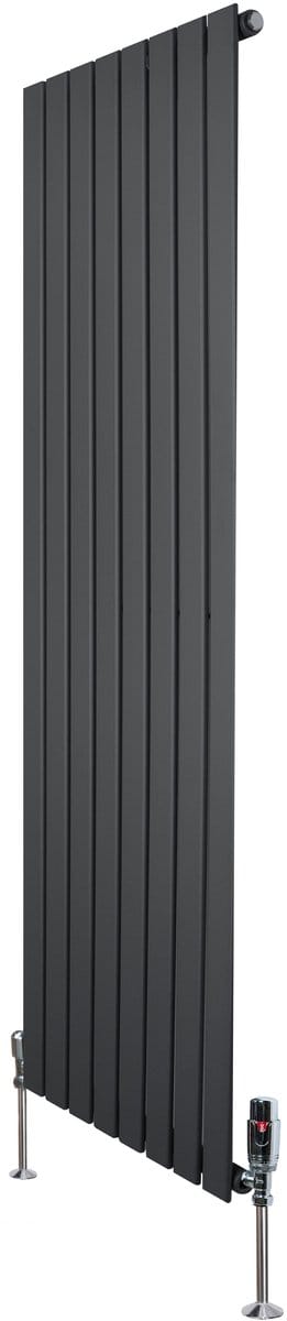 1-kolom design radiator - 1600x560 mm - grijs - thermostaatkraan