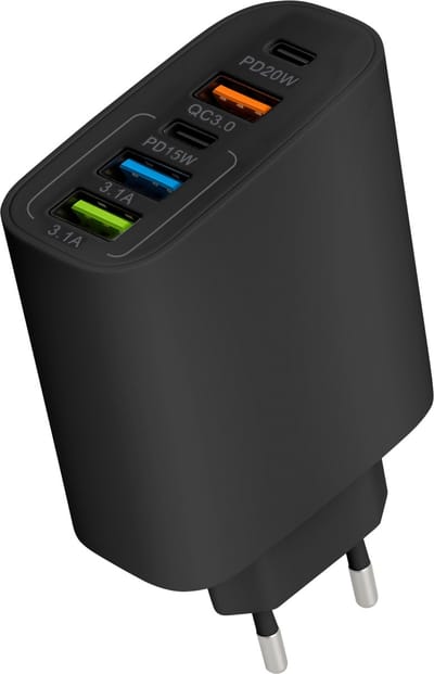 Nuvance USB C Adapter - 5 Poorten - USB Stekker - USB Oplader - Geschikt voor iedere USB Kabel - Zwart
