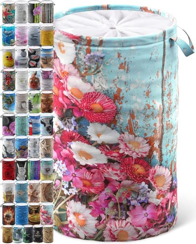 Wasmand met deksel - Opvouwbare waszak - Kleding opbergen - Afsluitbare inkijkbescherming - 60 Liter - Spring