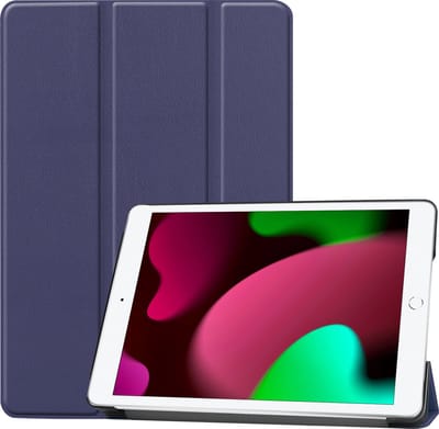 Hoesje - Geschikt voor Apple iPad 9 (2021) - 10.2 inch - 9e Generatie - Dun & Stevig - Trifold Bookcase - Hard Cover - Hardcover Book Case - Tablet Hoes - Donkerblauw