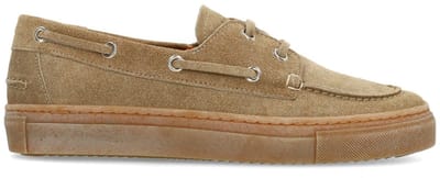 Manfield - Dames - Taupe suède bootschoenen - Maat 40
