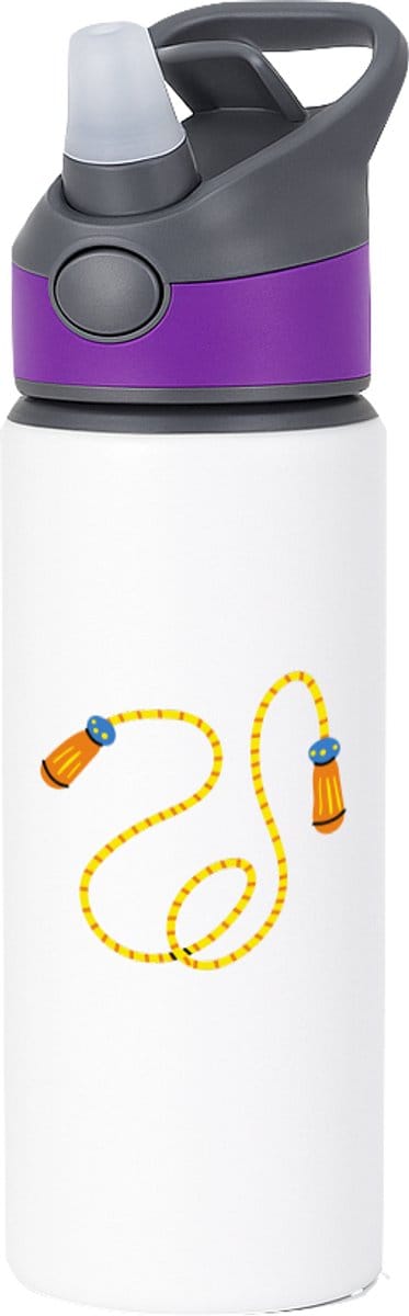 Hacebo® - Springtouw waterfles met rietje paars - Kind - sporters - speelgoed - water fles - 650ML