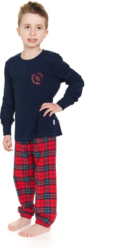 Doctor Nap Jongens Pyjama Kinderen Lange Mouw Lange Broek Katoen Flanel Winter Kerst Matching Gezin Familie DN Blauw PDU.7129 110/116