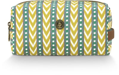 Pip Studio - Coco Make up tasje - Toilettas dames - Voor make-up - Samba Stripe Limoen - 21.5x10x10.5cm