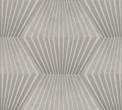 ART DECO BEHANG | Metallic Lijnenpatroon - beige zilver - A.S. Création Titanium 3