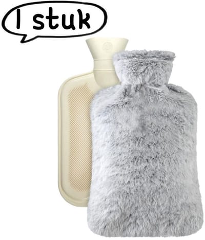 1 stuk - Warmwaterkruik - Verdikt, explosiebestendig, met water gevuld, voor het verwarmen van handen en voeten van vrouwen - Fleece-achtig, handmatig bij te vullen, 2000 ml - Grijs