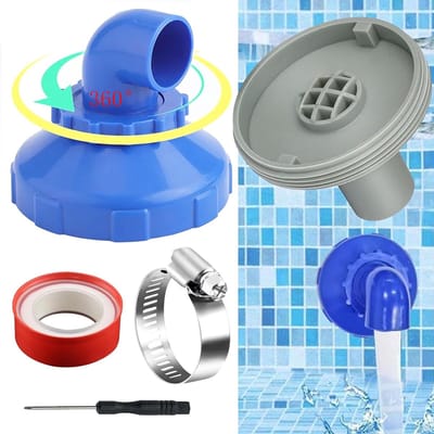 Dailygoods- Inloopspuit 360° Draaibaar - Verstelbare Spuitkop - Aansluitset - Zwembadaccessoires - Waterdichte Verbinding - 2 Stuks - Zwembadspuit