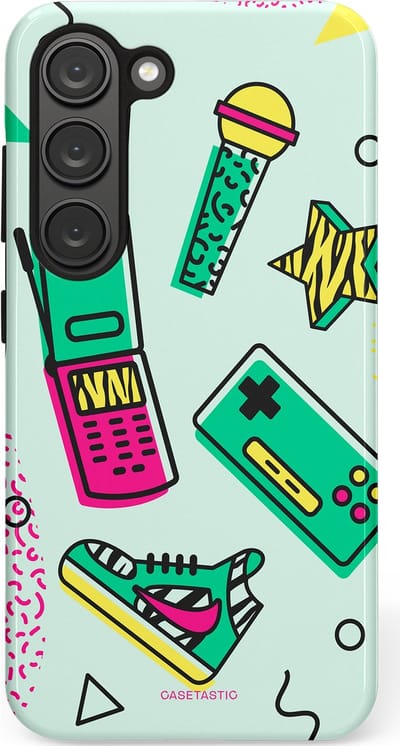 Casetastic Hoesje Geschikt voor Samsung S23 - Stijlvolle Beschermende Duo-layer Case - Retro 80s sneaker
