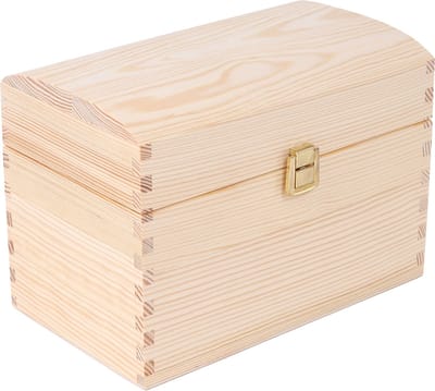 Creative Deco Grote Doos Schatkist Opbergkist Houten | 25 x 15 x 17 cm | met Deksel | Kerst, Kerstmis Cadeau