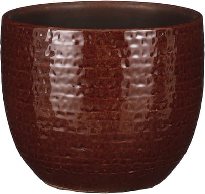 Mica Decorations Plantenpot/bloempot - terracotta - kastanje bruin - flakes - D14/H12 cm