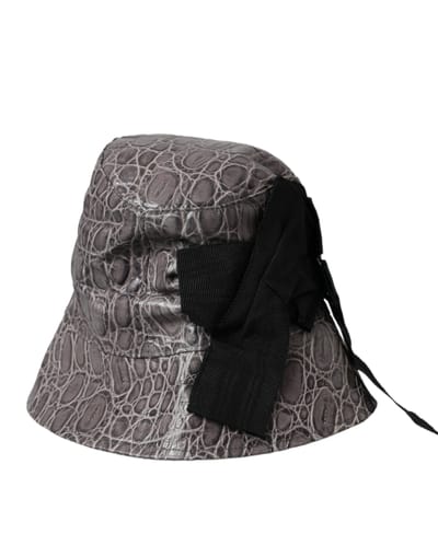 Dolce & Gabbana Zwarte Grijze Geprint Leren Bucket Hat