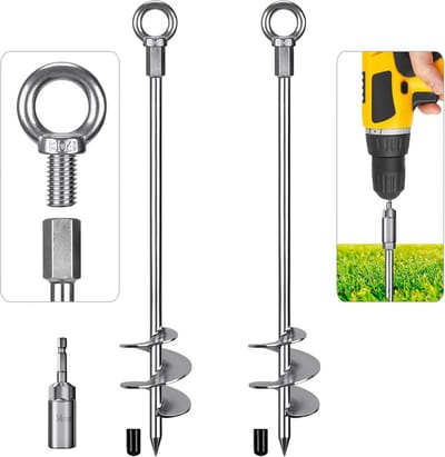 Heavy Duty Grondanker Schroef 76 cm - Spiraal Haring voor Tent, Trampoline, Schuur en Carport - Set van 2