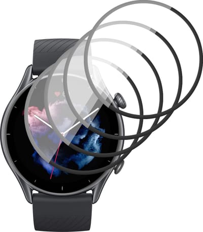 Screenprotector geschikt voor Amazfit GTR 3 / GTR 3 Pro - PET Glasfolie Full Screen Protector - 4 Stuks