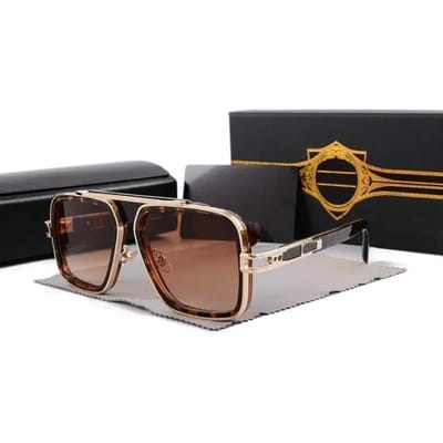 Lunettes de soleil carrées classiques en métal à dégradé de mode Homme Femme Design Vintage Lunettes de Soleil black