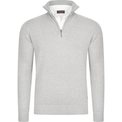 Cappuccino Italia - Heren Trui Pullover Zip Mock - Grijs - Maat M