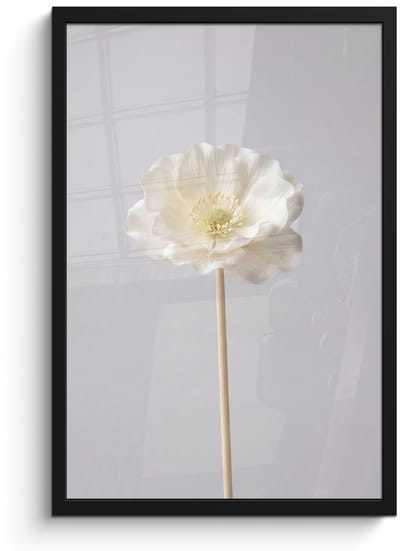 Poster in lijst - Fotolijst 40x60 cm - Posters - Bloem - Minimalistisch -Wit - Posterlijst zwart - Decoratie - Wanddecoratie woonkamer - Muurdecoratie slaapkamer