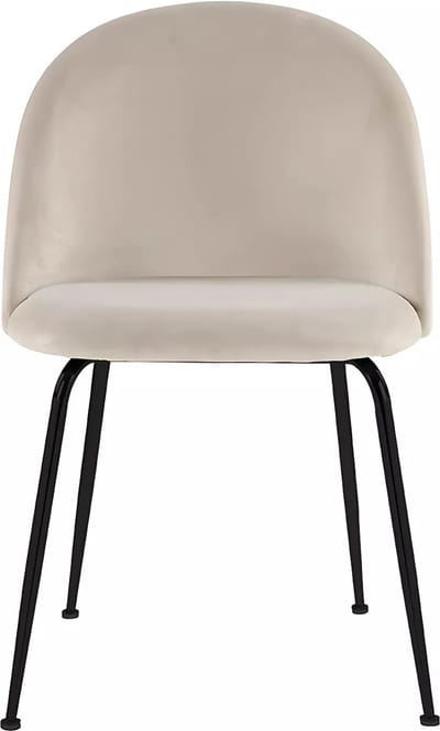 Vente-unique Set van 2 stoelen MELBOURNE - Velours en mat zwart metaal - Beige