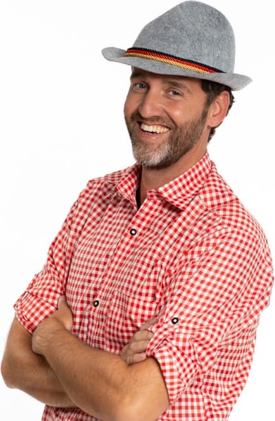 Partychimp Tiroler Hoed Oktoberfest Carnaval Accessoires voor bij Carnavalskleding Dames Carnavalskleding Heren Verkleedkleren Volwassenen - Grijs - Vilt